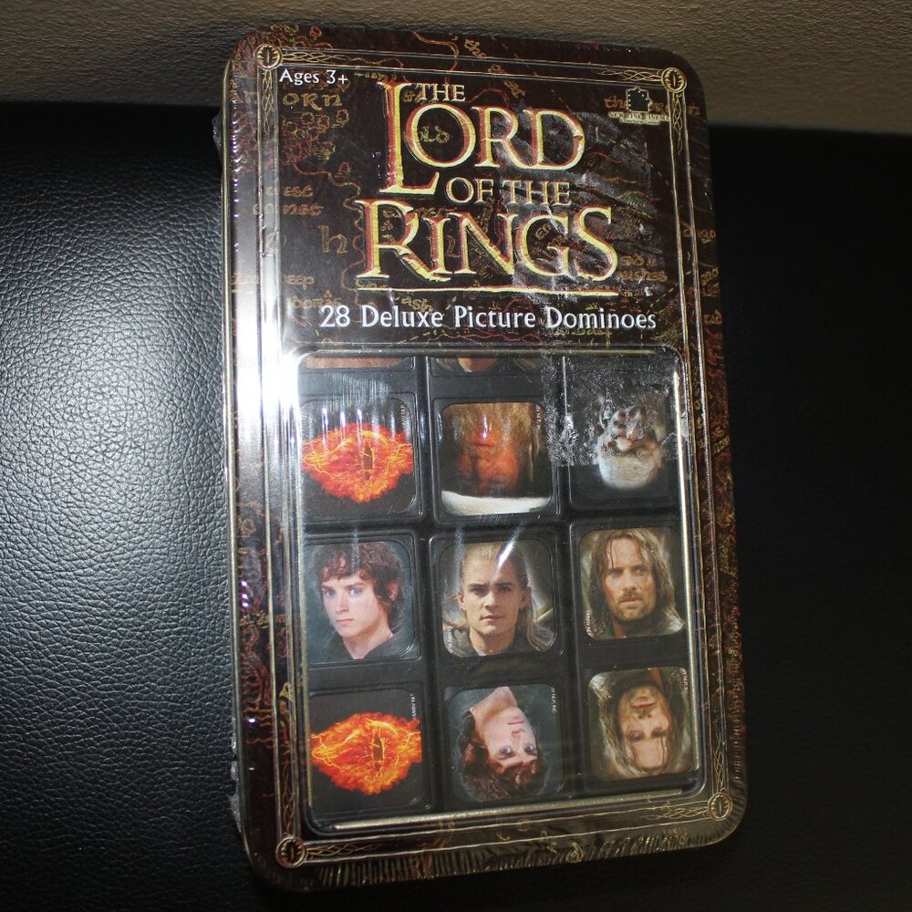 3/$55❤️The Lord Of The Rings 28 Deluxe Picture Dominoes Metal Tin Gift Box Game